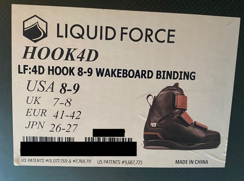 Liquid Force Hook 4D Wakeboard Bindings/ Botas - tamanho EU 41-42