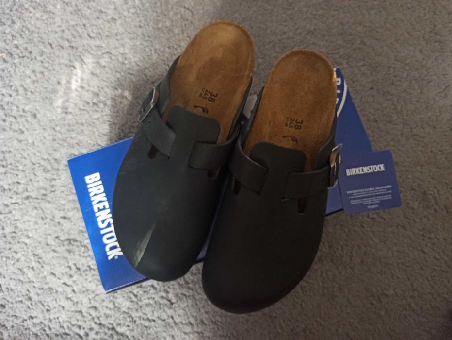 Nowe z metką skórzane klapki Birkenstock Boston r. 38