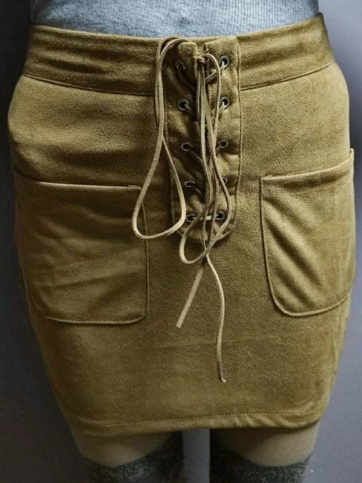 Mini spódniczka welur camel xs