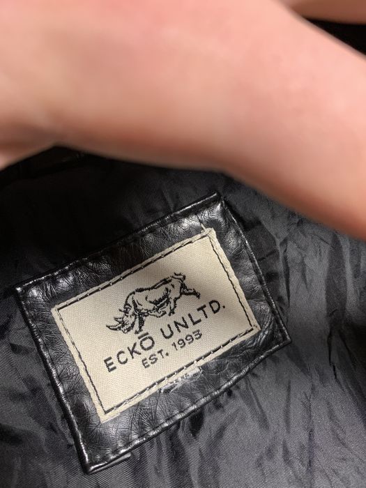 Ecko Unltd Old Polyvinyl leather type jacket bomber swag