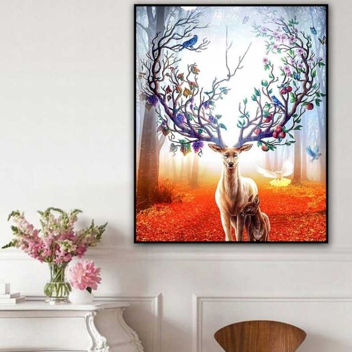 5D Diamentowy rysunek Łoś leśny Zestaw 30*40cm