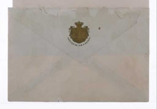 Carta convite com o brasão de Portugal escrita em nome da Rainha