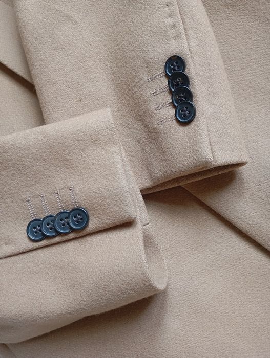 H&M WOOL BLEND klasyczny płaszcz męski beżowy 80%wełna r.48