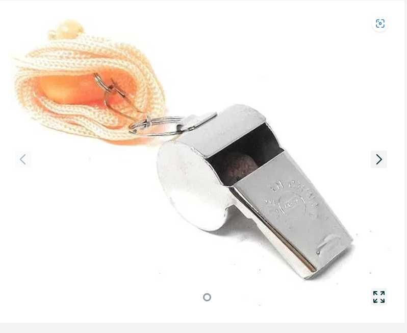 Gwizdek z metalowym chromowanym sznurkiem dla sędziego/treneraPROMOCJA
