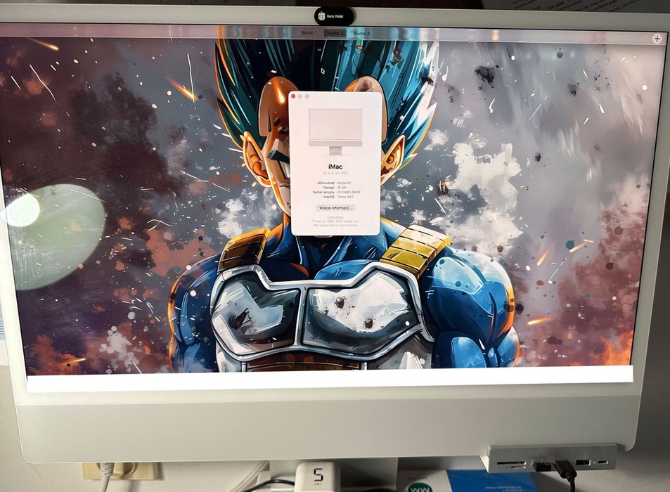 iMac 24" M1 | 16GB RAM | 256GB SSD | Hub Satechi | 6% zużycia dysku