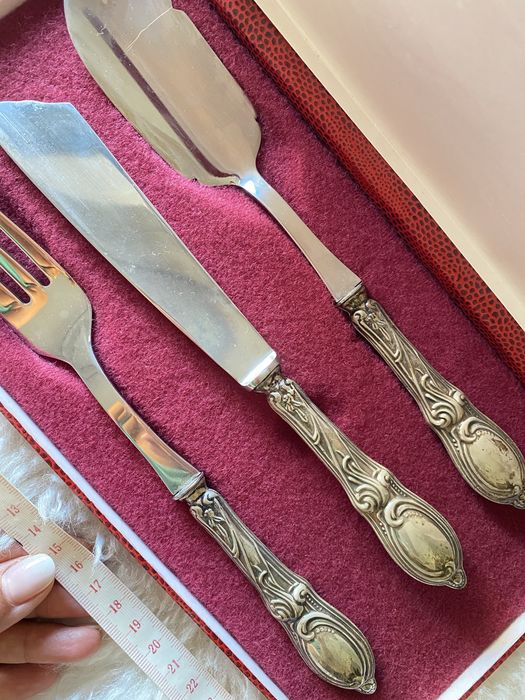 Talheres de Prata 925 com estojo para sobremesa( bolos)