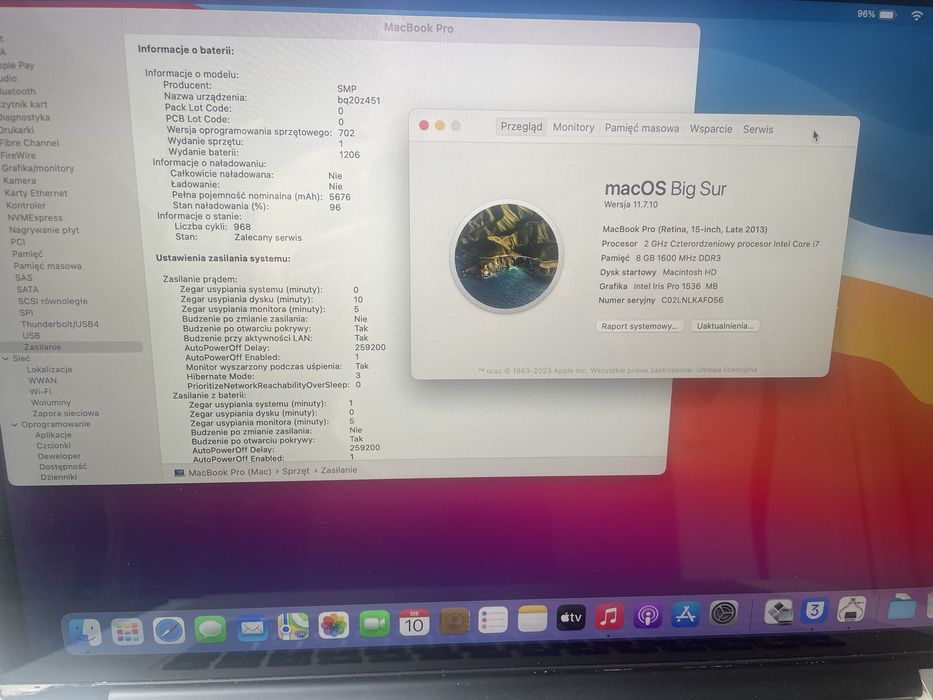 MacBook Pro a1398 (2 systemy operacyjne)