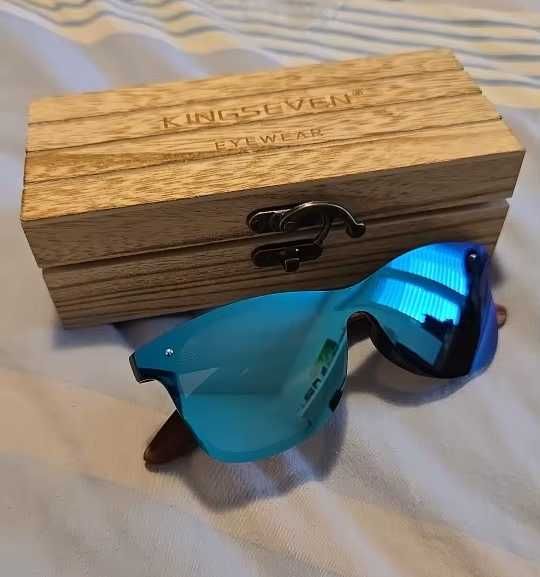 Окуляри KINGSEVEN Polarized UV400 сонцезахисні Blue Дерево Оригінал