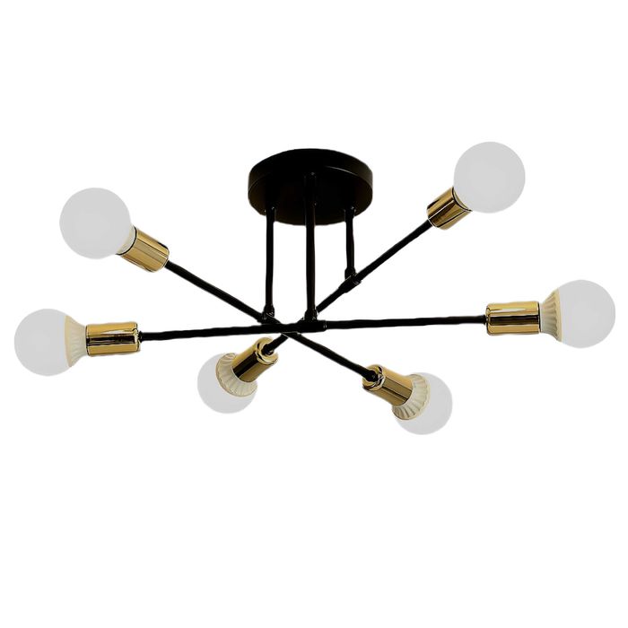 Lampa Sufitowa Wisząca Czarno Złota 6xE27 styl nowoczesny