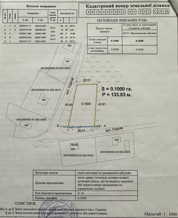 Продам земельну ділянку 10 соток під забудову