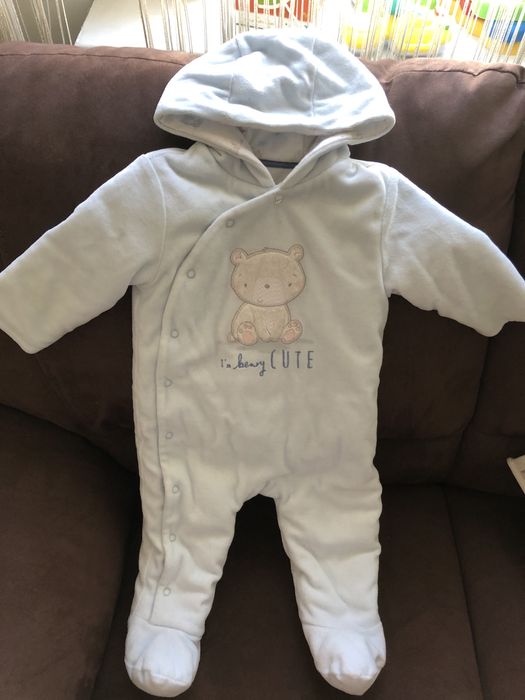 Mothercare демисезонный велюровый человечек комбинезон 6-9 мес мишка