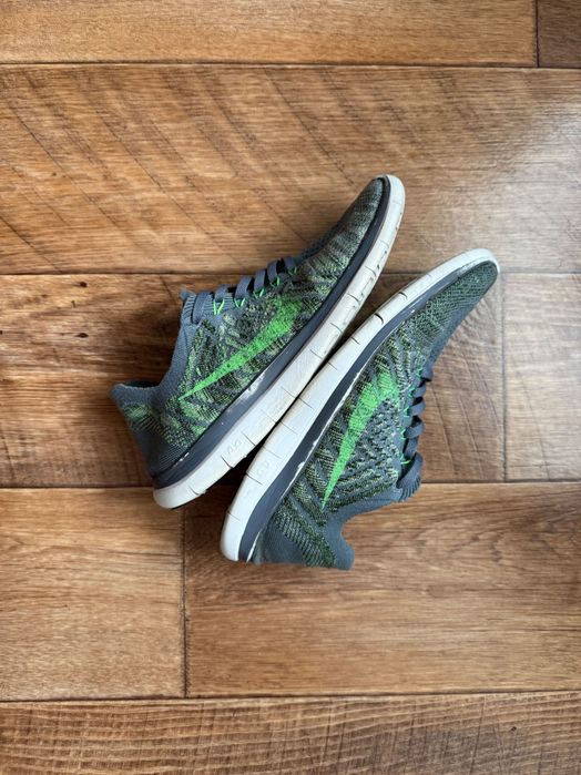 Беговые Кроссовки Nike Free 4.0 Flyknit серо-зеленые 42 р