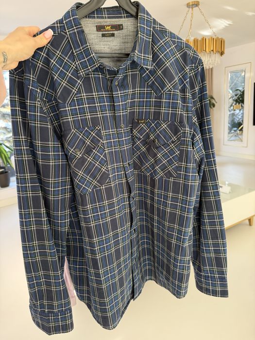 Lee koszula w kratkę granatowa niebieska XXL