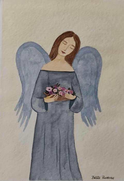 Akwarela Akwarelka Obraz pt: Anioł - A4