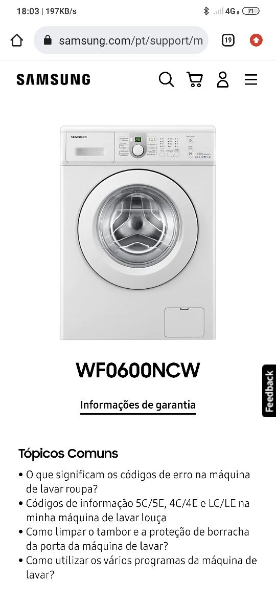 Máquina lavar roupa samsung Aldoar, Foz Do Douro E Nevogilde • OLX Portugal