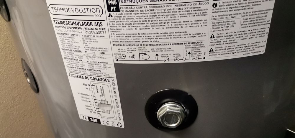 Cilindro de aquecimento Água 300 litros