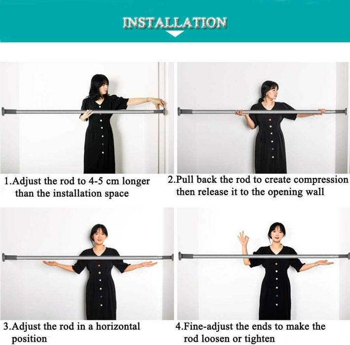 Drążek do zasłon o długości 92 cm - 377 cm,