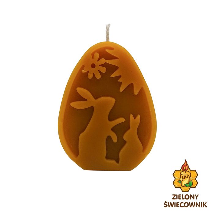 Świeca z wosku pszczelego Jajko Zajączki Zielony Świecownik