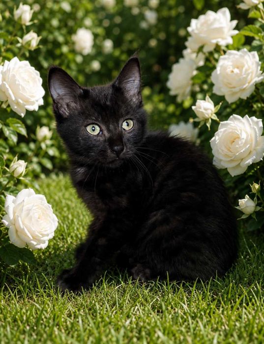 Отдам черного котенка, девочка, 2 месяца