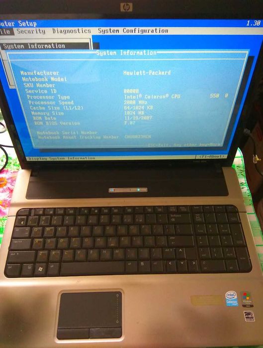 Ноутбук HP Compaq 6820s на запчасти или под восстановление