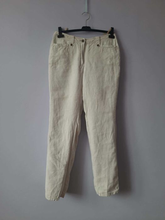 Spodnie lniane, jasny beż