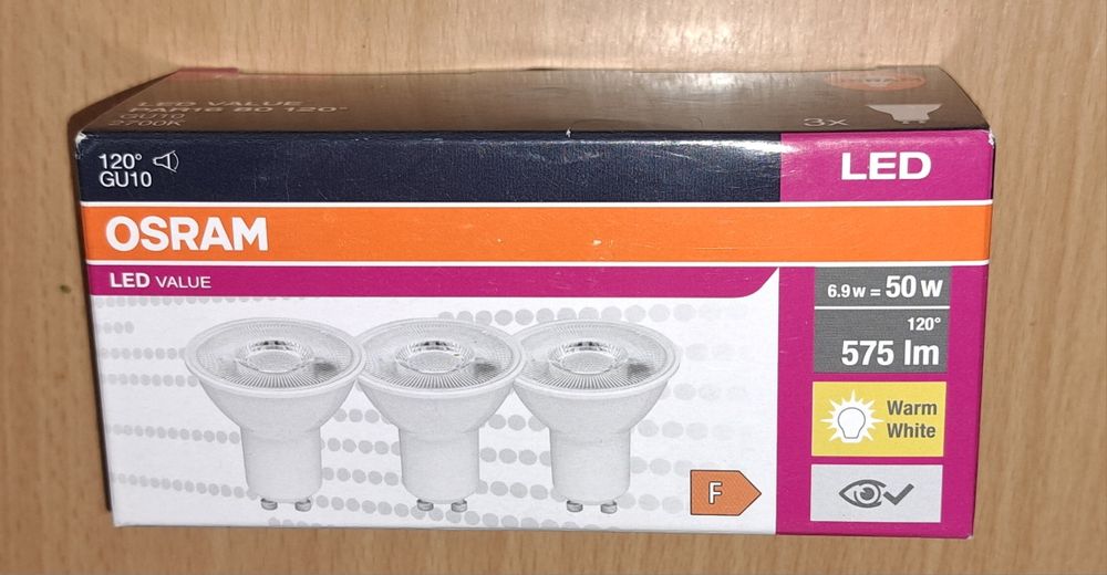 Żarówki Osram LED GU10, 6,9W, 575 lumenów, ciepły biały