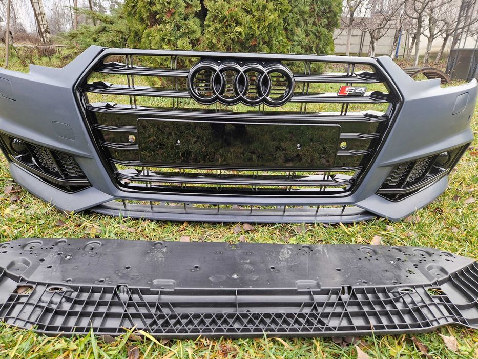 Передний бампер (стиль S4) под дистроник на Audi A4 B9 2015-2019год.