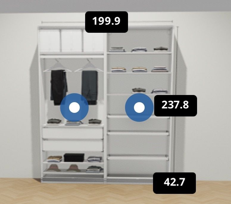Szafa przesuwna IKEA PAX z wyposażeniem KOMPLEMENT – Stan idealny / Jak nowa! (200x238x43 cm)