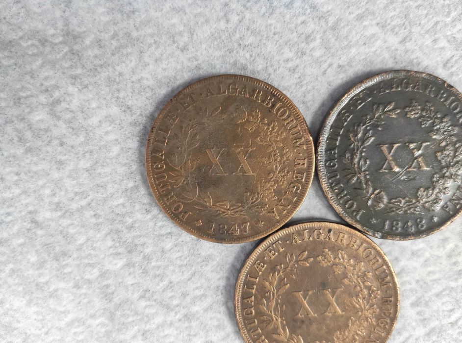 Moedas XX Reis 1847, 1848, 1849
