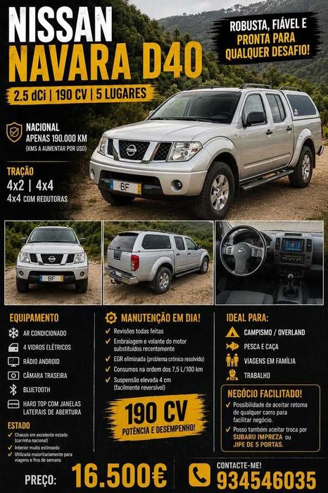 Nissan Navara D40 Nacional 4x4 ultimo preço! pick up
