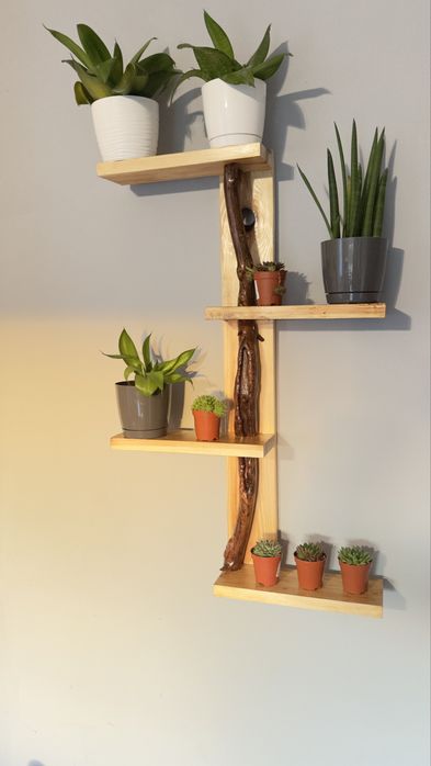 Półka na kwiaty z konarem dębu - unikat