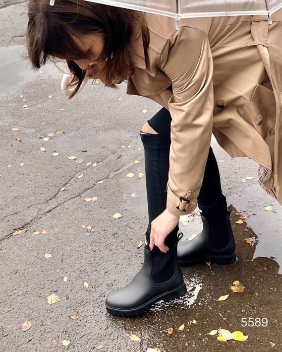 Чорні гумові чоботи, жіночі чорні гумовці