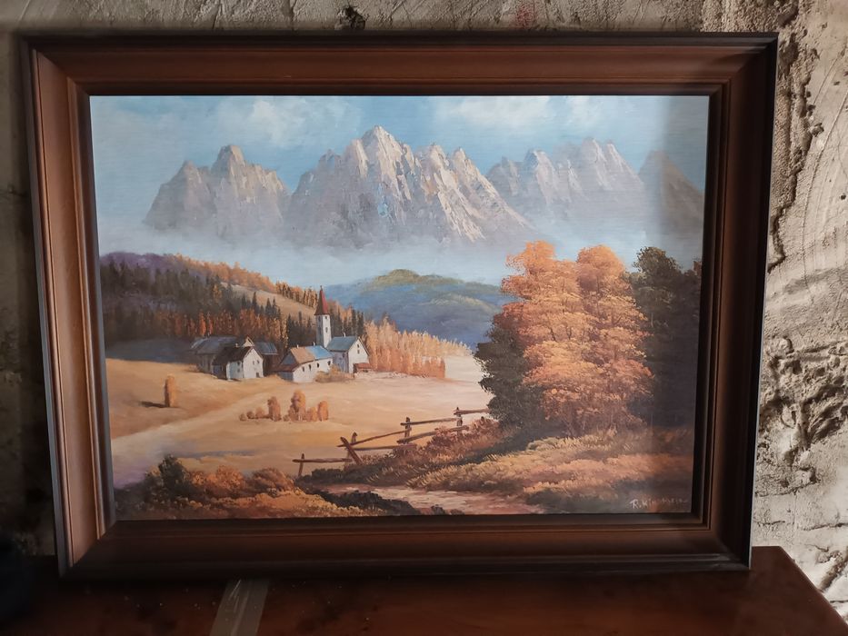 Obraz duży drewniana rama Pejzaż R.Kinghofer