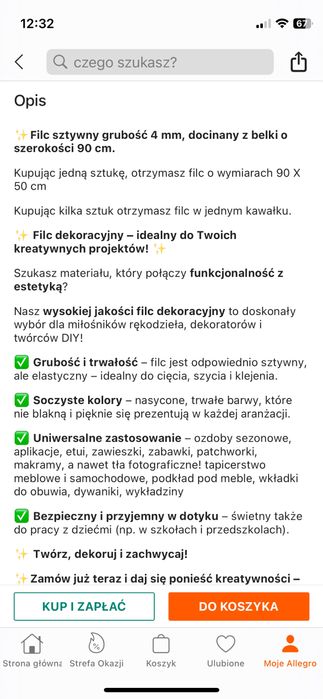 Filc niebieski 4mm 100x90 cm