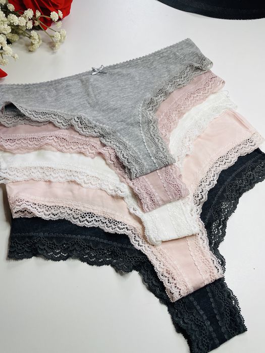 Набір трусиків 5 шт бразеліано з мереживом  h&m оригінал з бірками