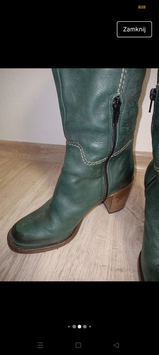 Skórzane włoskie kozaki khaki