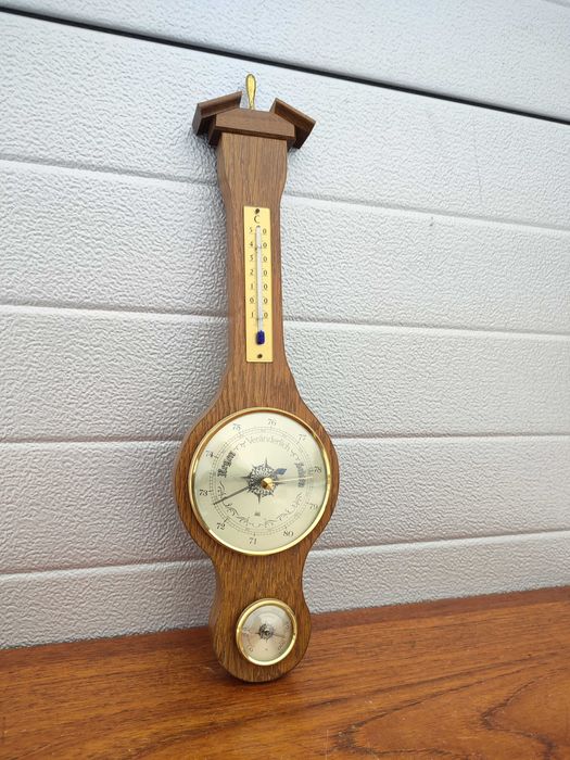 Stacja pogodowa - Barometr - vintage - design - Drewno - T