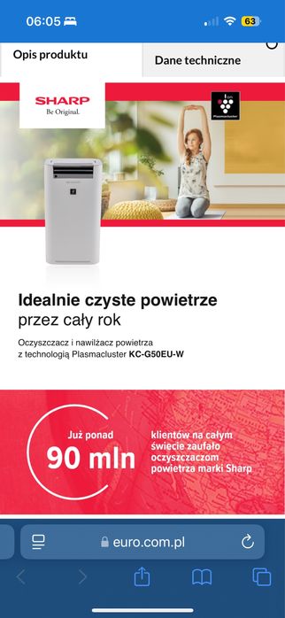 Oczyszczacz z nawilzaczem i jonizacja sharp ua-hd50e-l