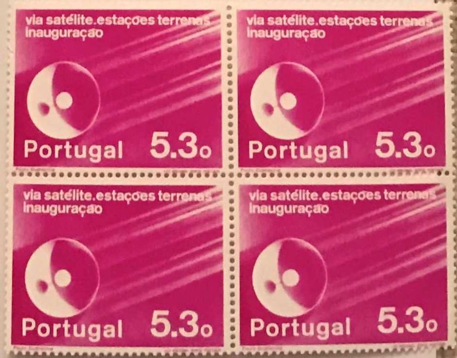 Quadra de selos novos de 5$30 - Comunicações via Satélite - 1974