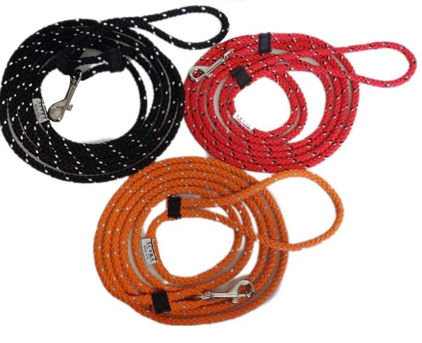 Smycz z liny 8mm 10m S/M odblaskowa - Na noc