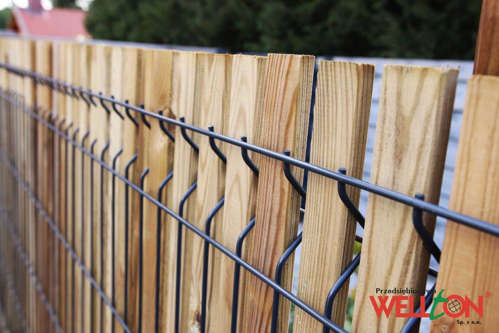 Przesłona ogrodzenia listwy drewniane