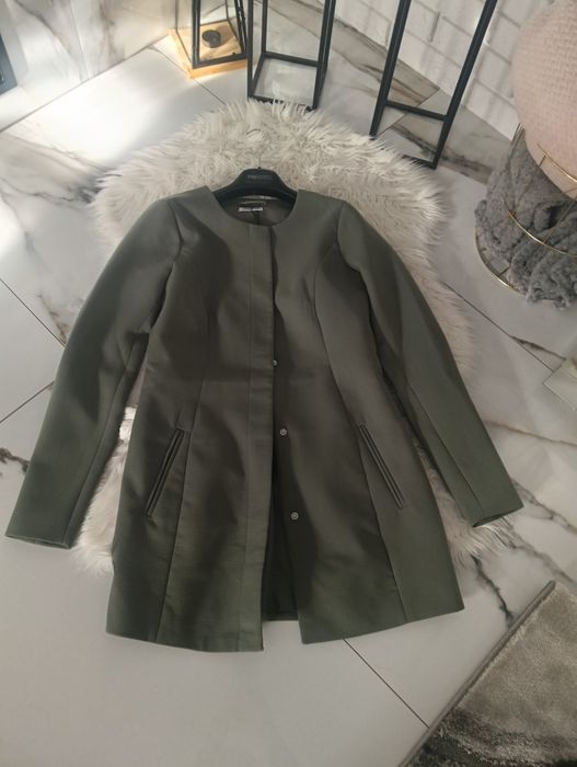 Płaszcz khaki 36 nowy elegancki andrzejki sylwester
