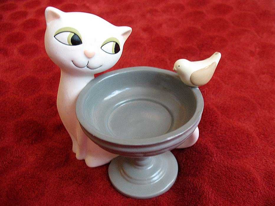 Kot - kotek i ptak - Party Lite 2013 - 12,5 x 12 x 8 cm