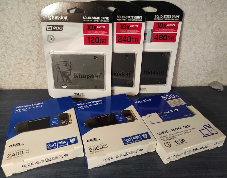 SSD диски 120Гб-2Тб SATA, mSata, m2 NGFF, m2 NVME. Адаптери.