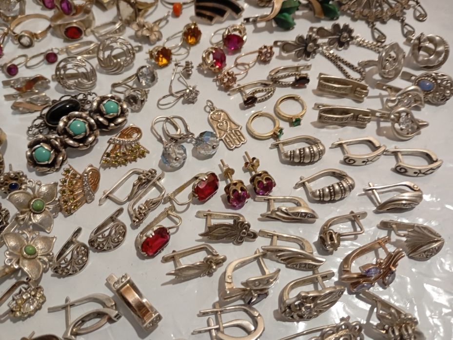 Серебряные серьги разное серебро винтаж