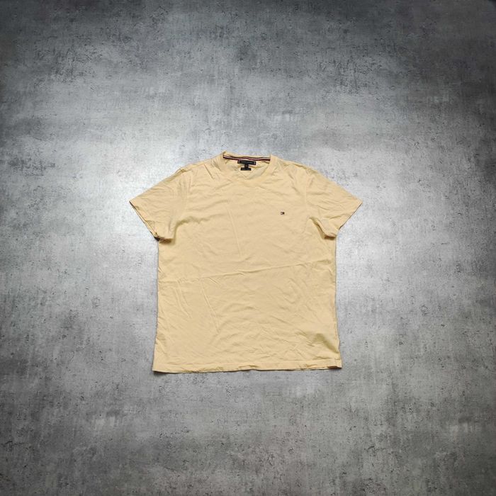 MĘSKA Koszulka Bawełna PREMIUM Lekka Letnia Tommy Hilfiger Haft Żółta