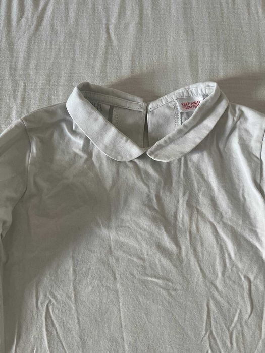 Camisola Zara branca com gola bebé, 12-18 meses