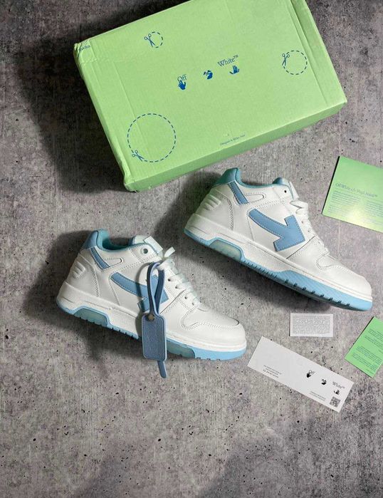 ‼️РОЗПРОДАЖ‼️ Кросівки Off-White Office white/blue біло-голубі офвайт