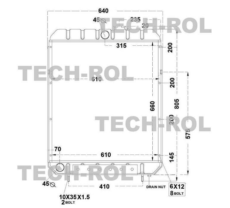 Chłodnica wody 5-rzędowa miedziana BIZON