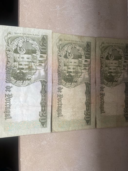 3 Notas 20 Escudos 1964